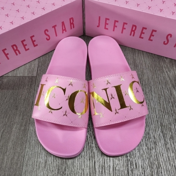 RARE Jeffree Star ICONIC Pink Gold Unisex Slides Valentine Barbiecore 11, 12 - Picture 6 of 6